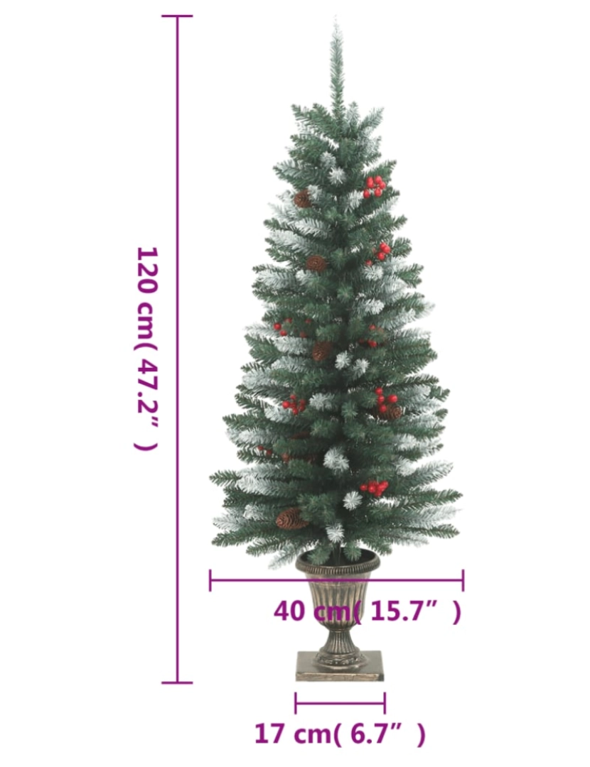 imagem de vidaXL Árvores de Natal artificiais 2 pcs 100 LEDs 120 cm verde/branco11