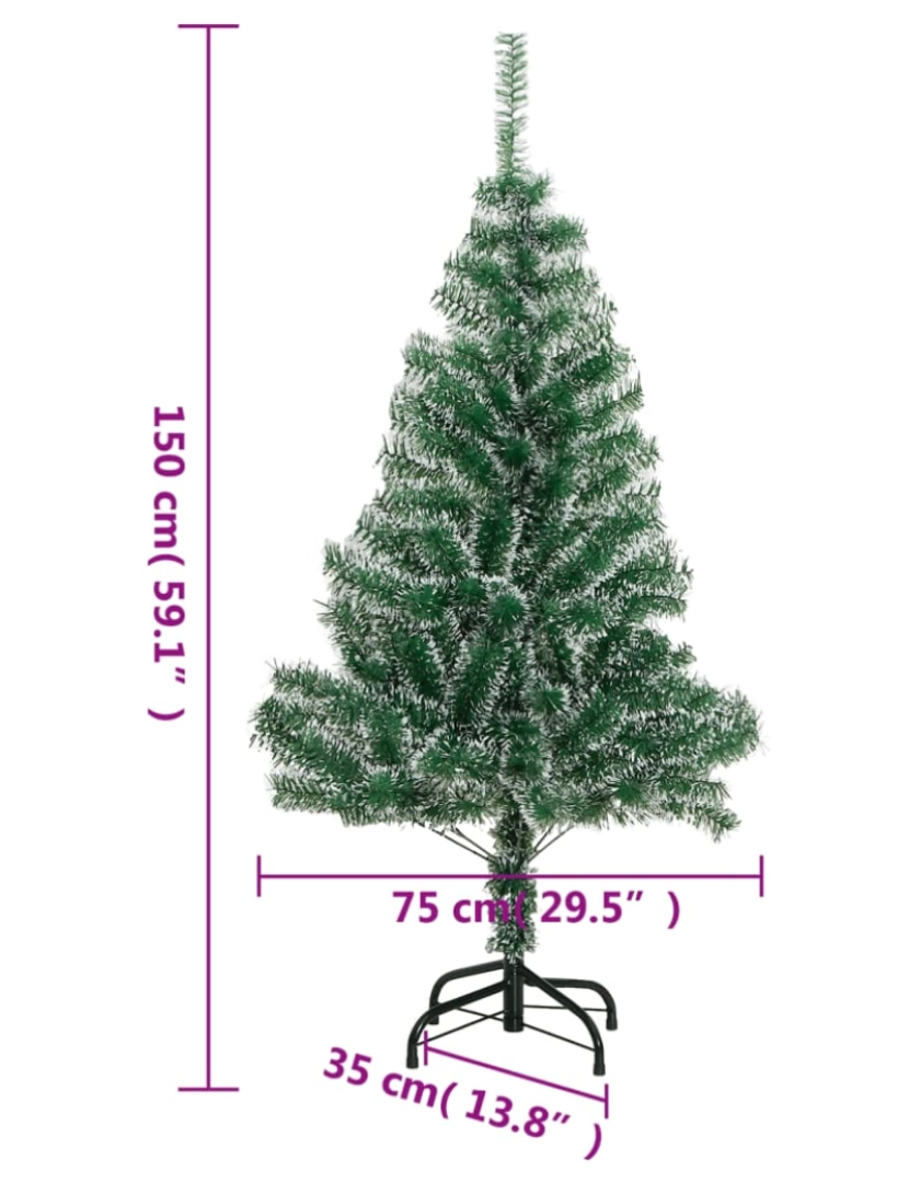 imagem de vidaXL Árvore de Natal artificial c/ flocos de neve 150 cm verde8