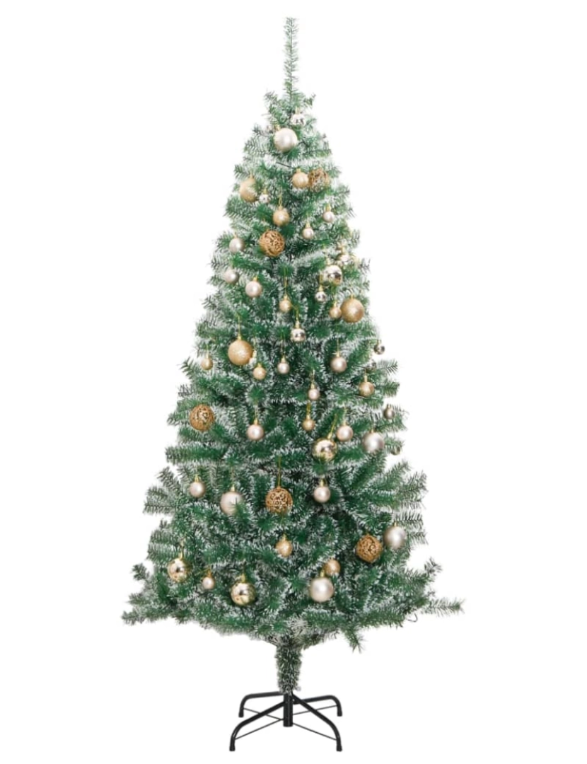 imagem de vidaXL Árvore Natal artificial c/ 300 luzes LED, bolas e neve 210 cm5