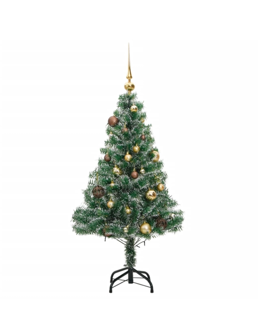 imagem de vidaXL Árvore de Natal artificial c/ 150 LEDs conj. bolas e neve 120cm5