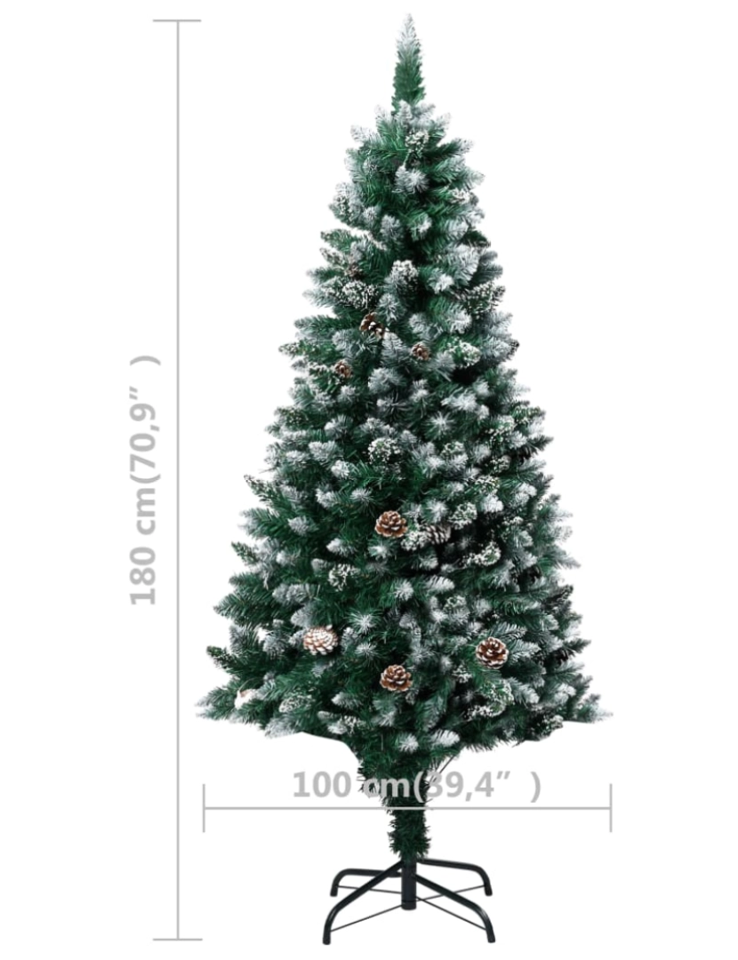 imagem de vidaXL Árvore de Natal artificial com pinhas e neve branca 180 cm8