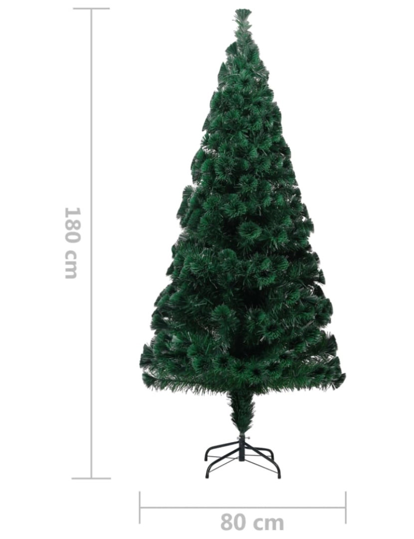 imagem de vidaXL Árvore de Natal artificial com suporte 180 cm fibra ótica verde11