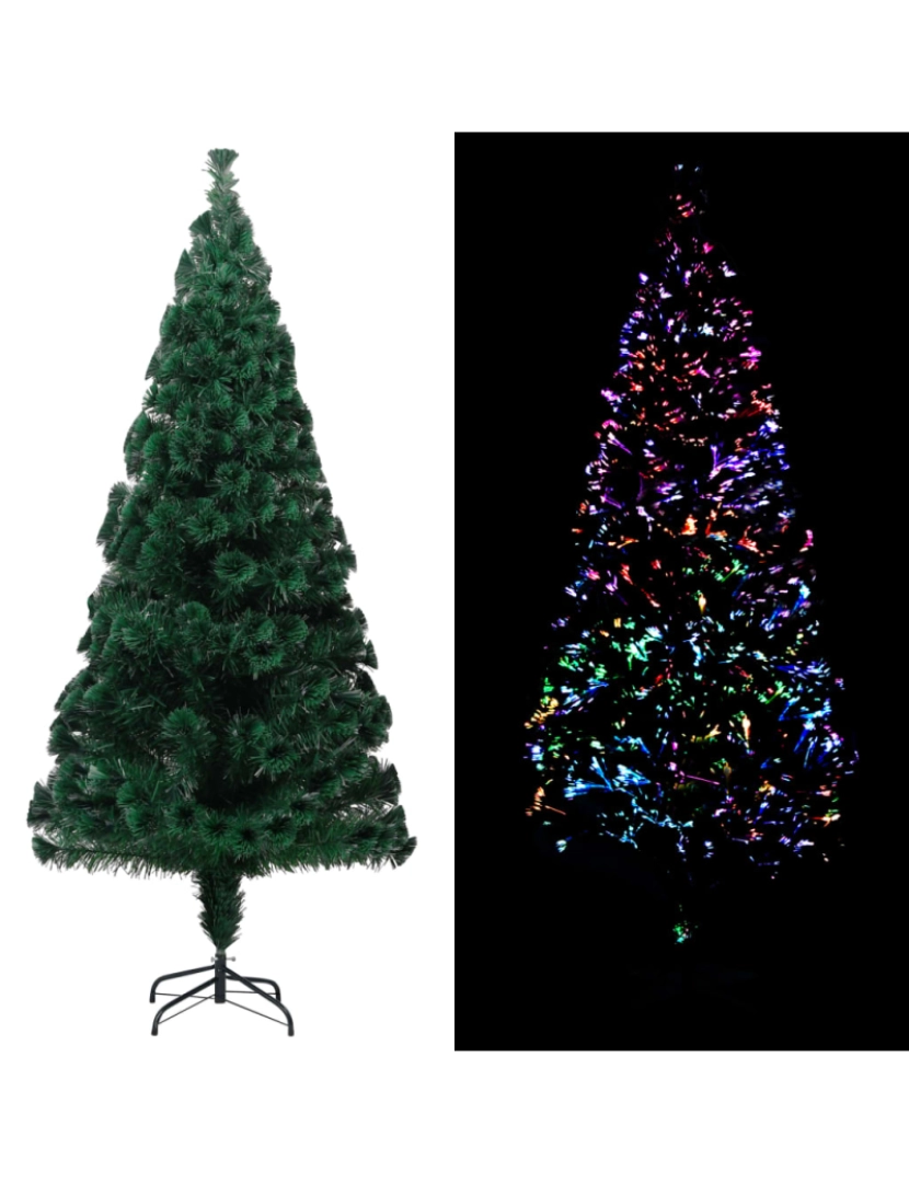 imagem de vidaXL Árvore de Natal artificial com suporte 180 cm fibra ótica verde2