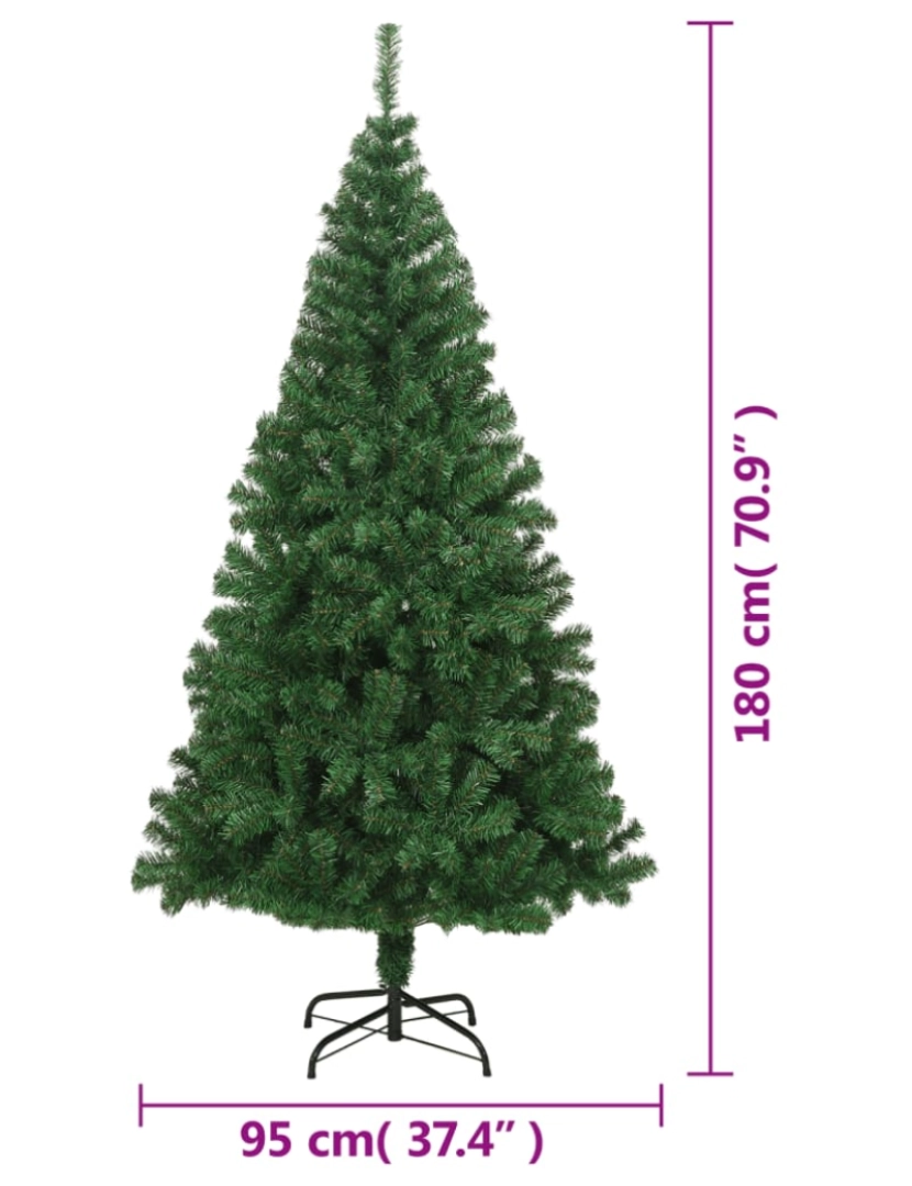 imagem de vidaXL Árvore de Natal artificial com ramos grossos 180 cm PVC verde7