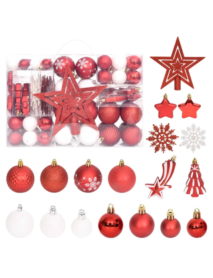 Vidaxl - vidaXL 108 pcs conjunto de enfeites de Natal vermelho e branco