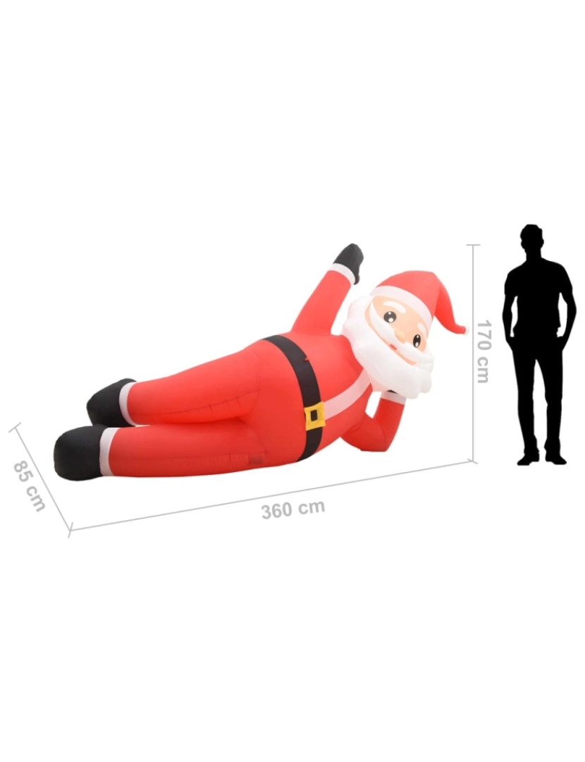 imagem de vidaXL Pai Natal insuflável com luzes LED IP44 360 cm XXL vermelho10