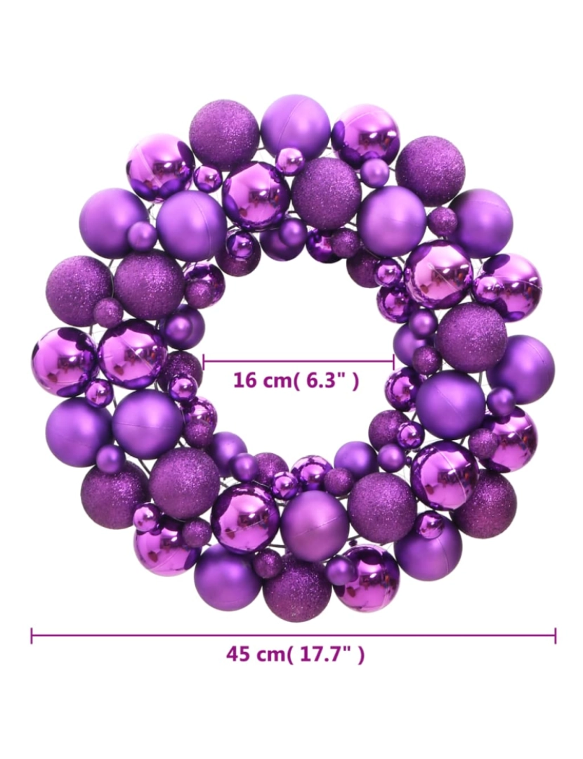 imagem de vidaXL Guirlanda de Natal 45 cm poliestireno roxo5