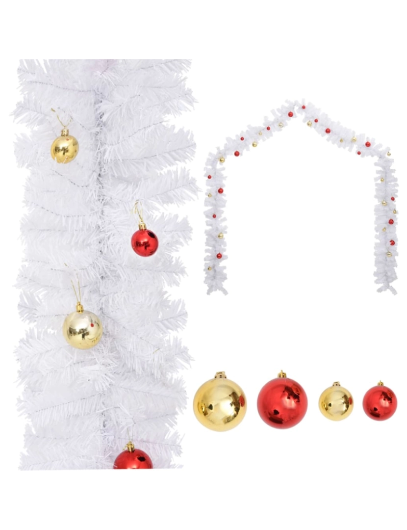 Vidaxl - vidaXL Grinalda de Natal decorada com enfeites 5 m branco