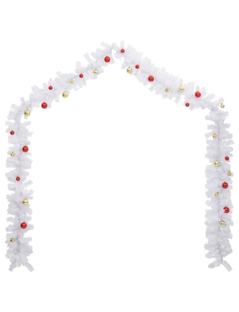 imagem de vidaXL Grinalda de Natal decorada com enfeites 5 m branco4