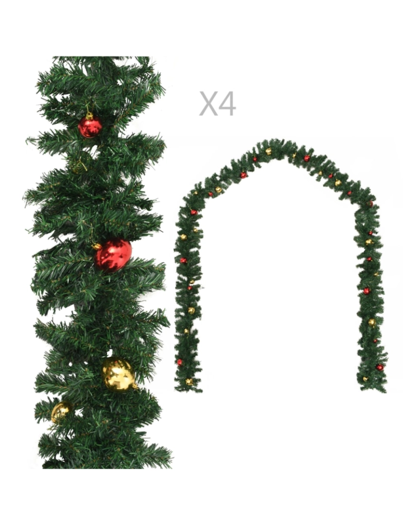 Vidaxl - vidaXL Grinalda de Natal com enfeites 4 pcs 270 cm PVC verde