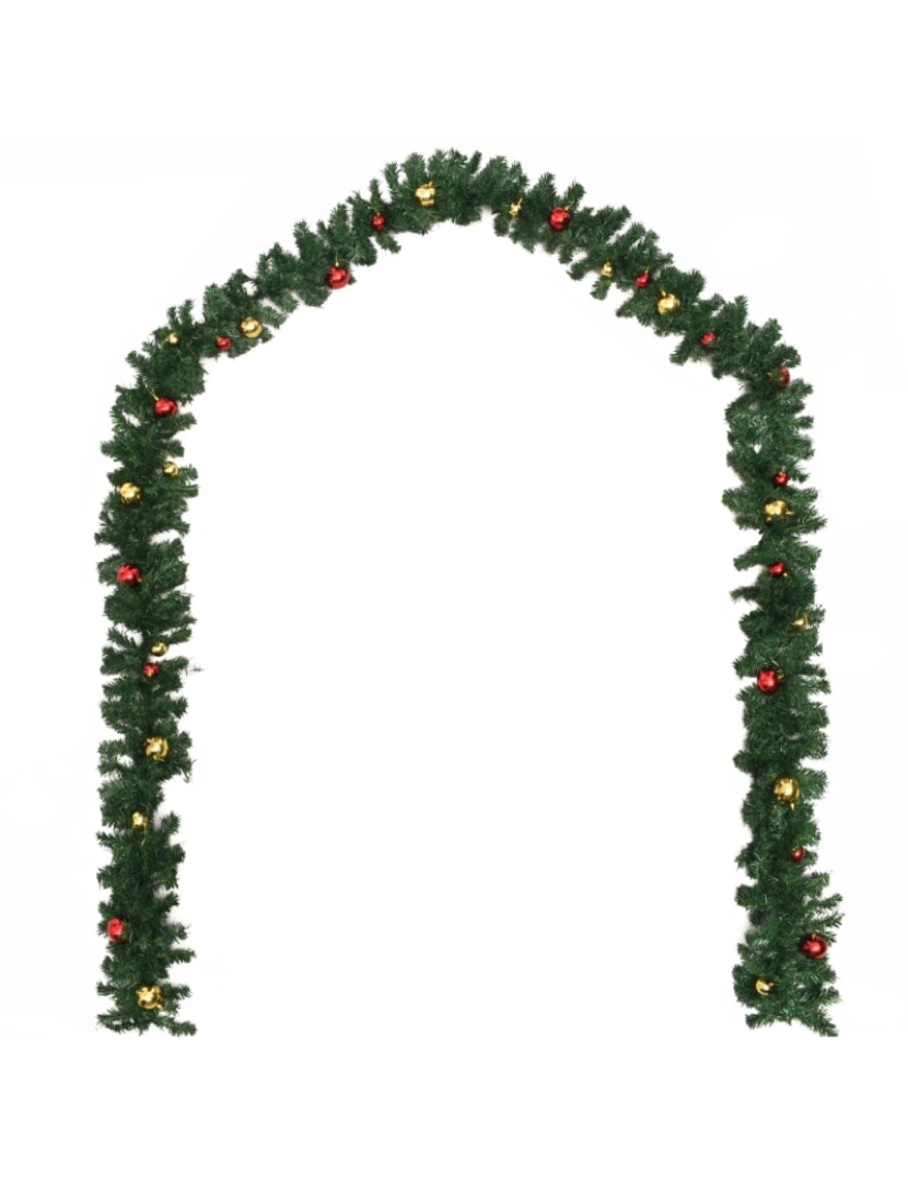 imagem de vidaXL Grinalda de Natal com enfeites 4 pcs 270 cm PVC verde3