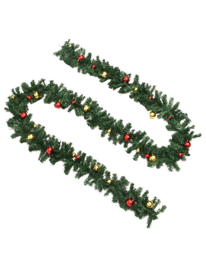 imagem de vidaXL Grinalda de Natal com enfeites 4 pcs 270 cm PVC verde4