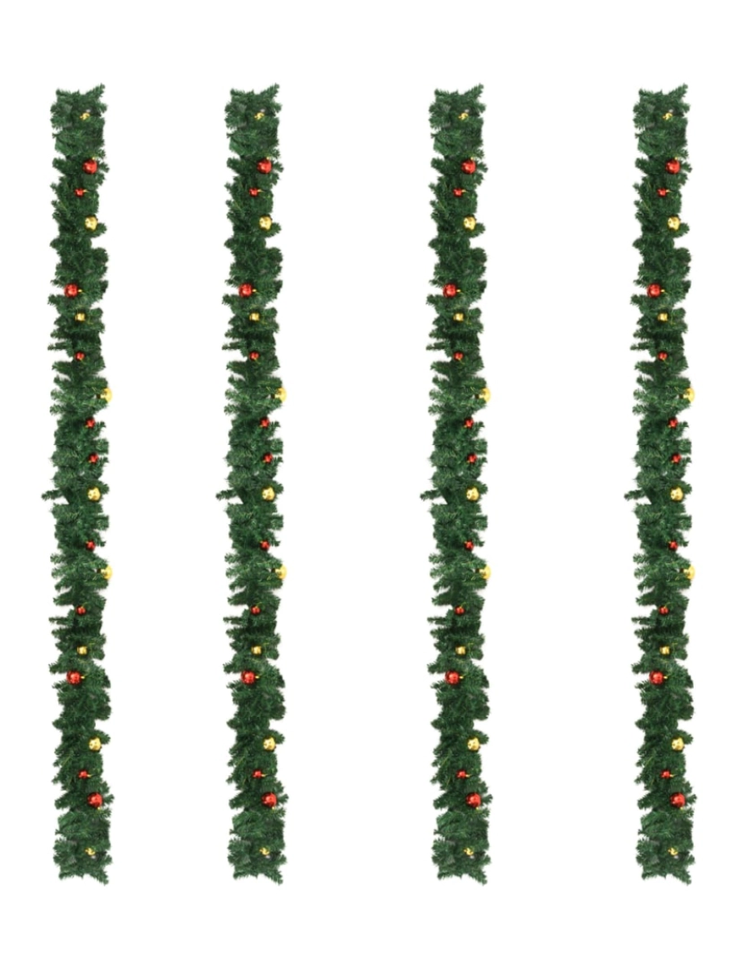 imagem de vidaXL Grinalda de Natal com enfeites 4 pcs 270 cm PVC verde5