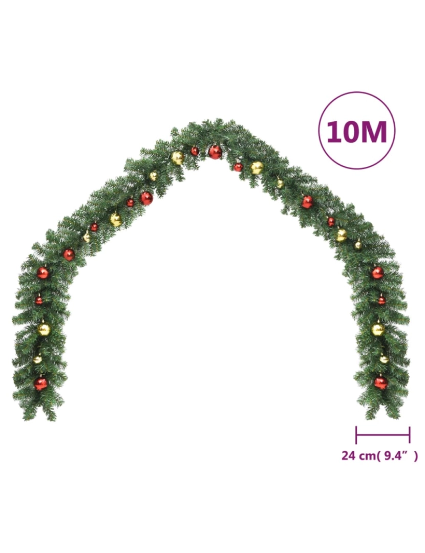 imagem de vidaXL Grinalda de Natal decorada com enfeites 10 m5