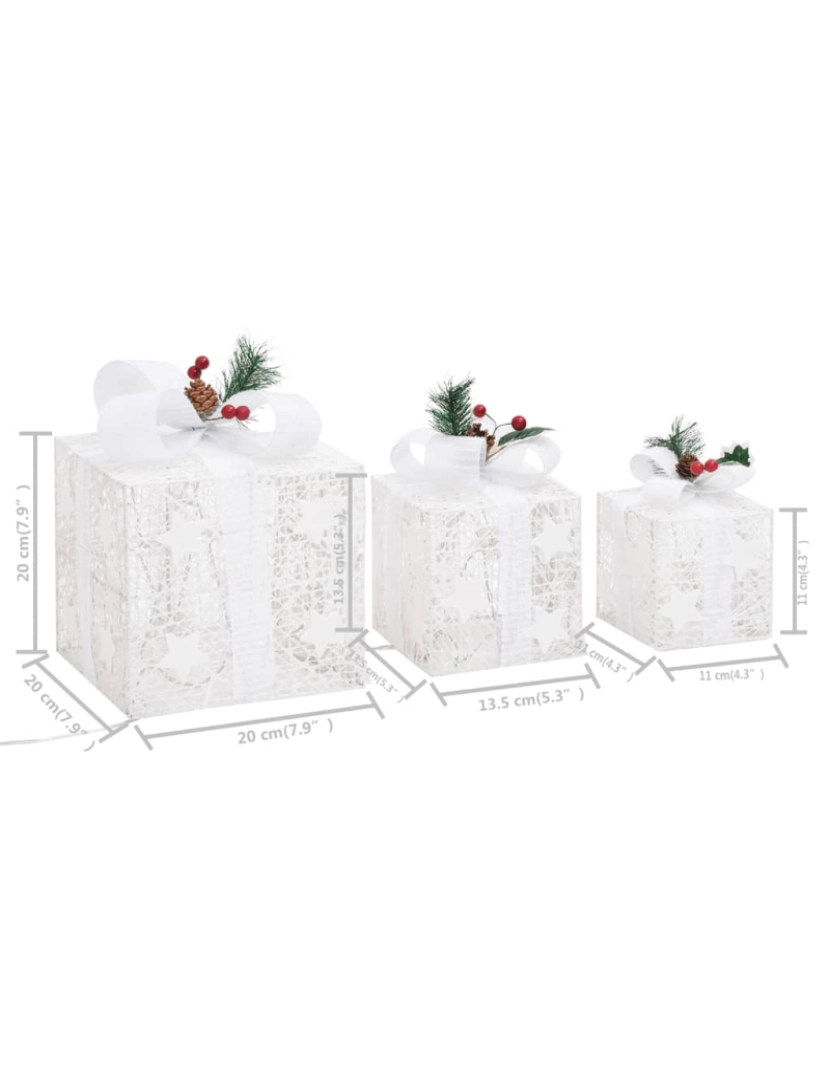 imagem de vidaXL Caixas de presente de Natal decorativas 3 pcs int/ext. branco10