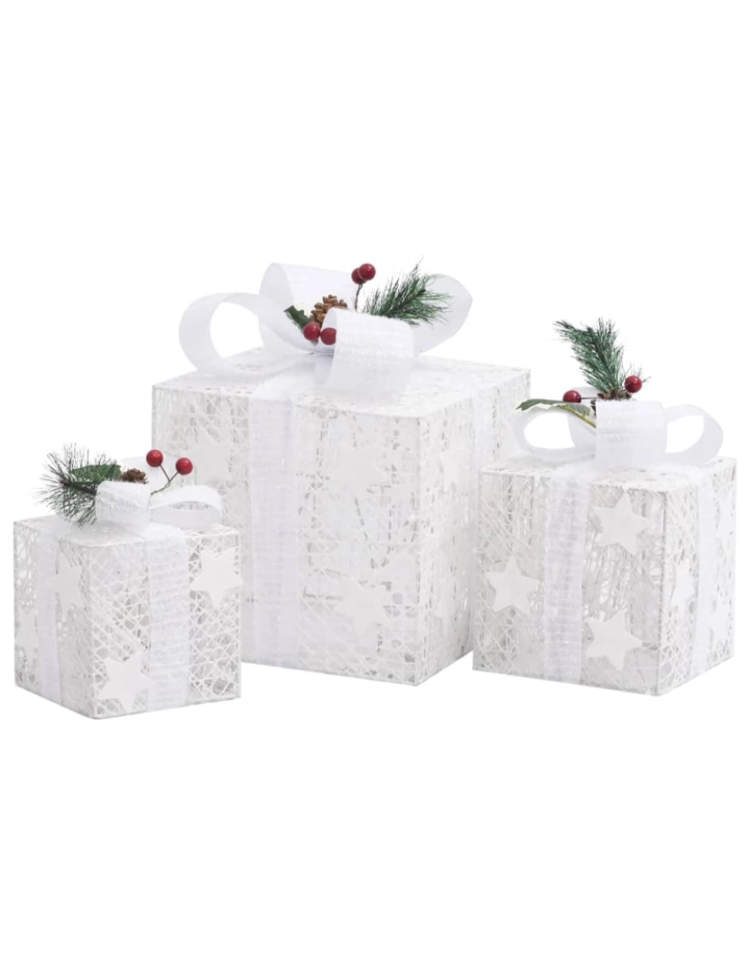 imagem de vidaXL Caixas de presente de Natal decorativas 3 pcs int/ext. branco5