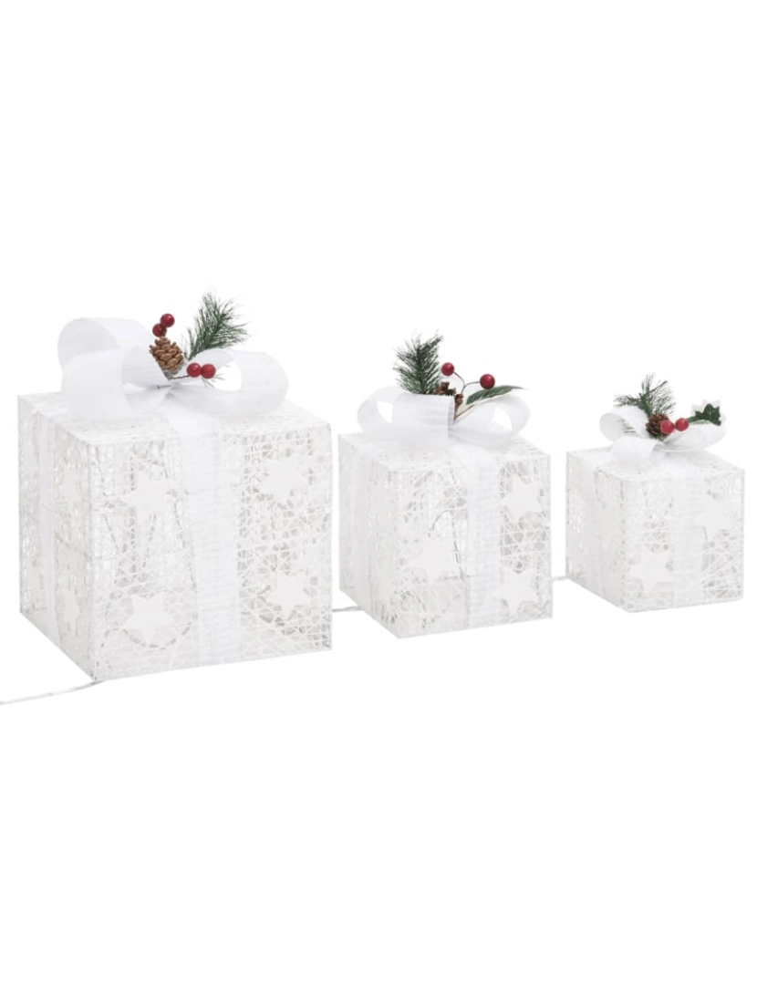 imagem de vidaXL Caixas de presente de Natal decorativas 3 pcs int/ext. branco6