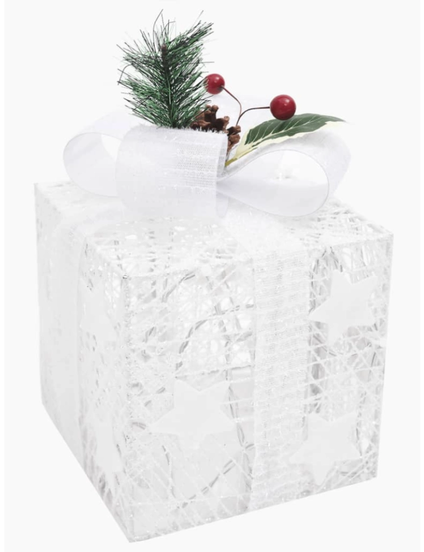 imagem de vidaXL Caixas de presente de Natal decorativas 3 pcs int/ext. branco8