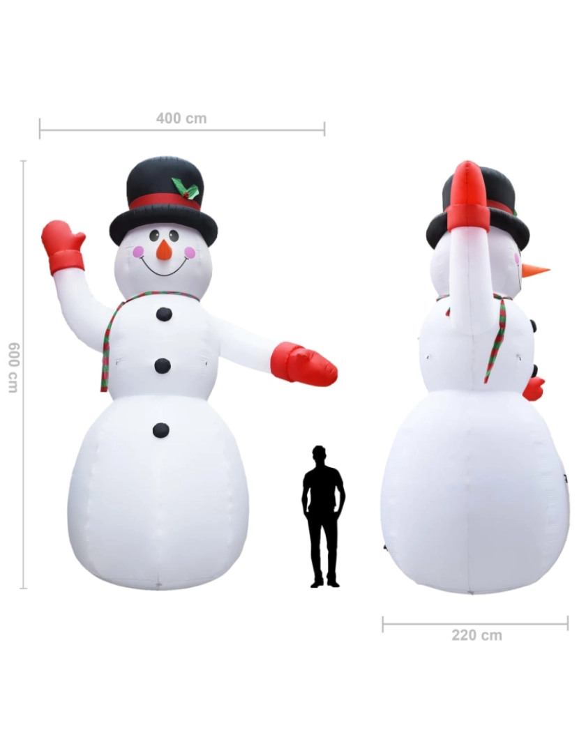 imagem de vidaXL Boneco de neve insuflável Natal com LED IP44 600 cm XXL11