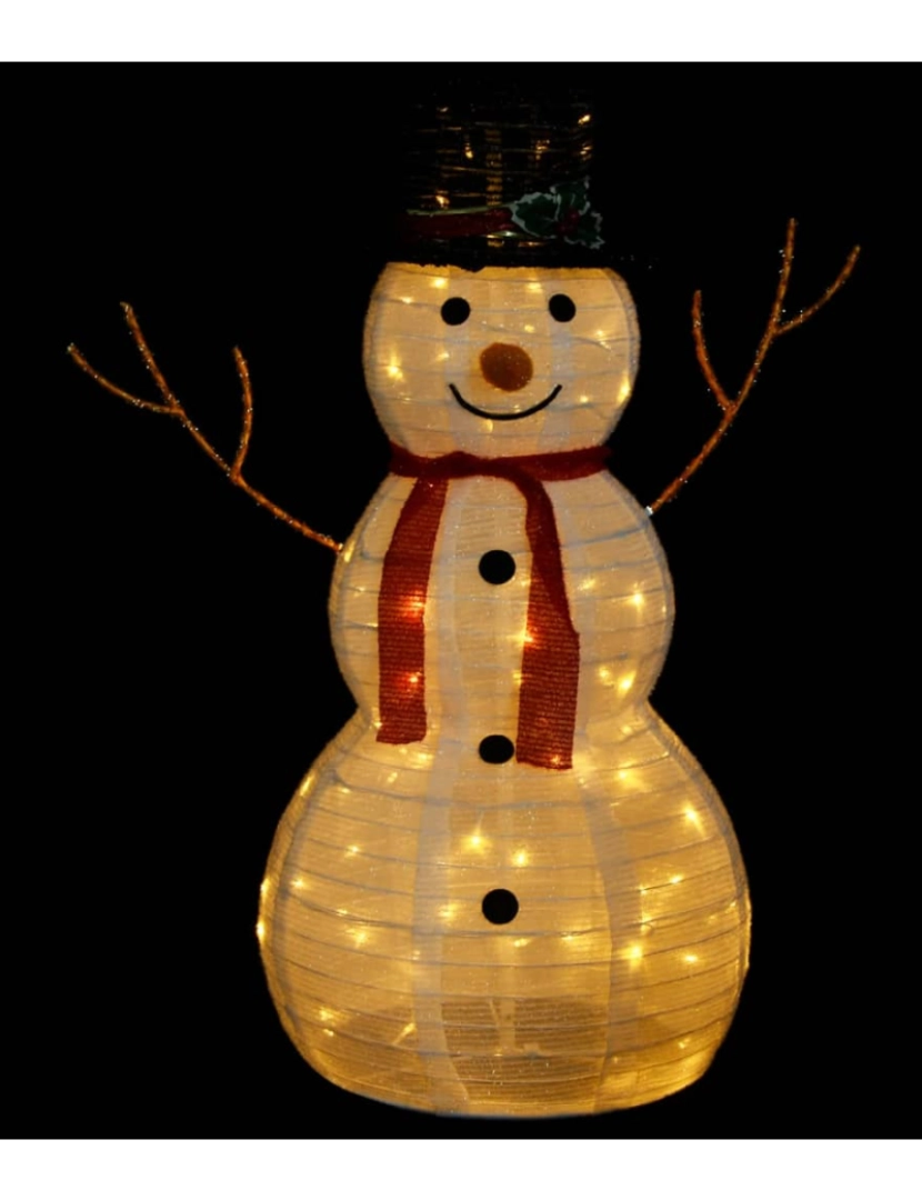 imagem de vidaXL Boneco de neve decorativo com luz LED tecido de luxo 90 cm4