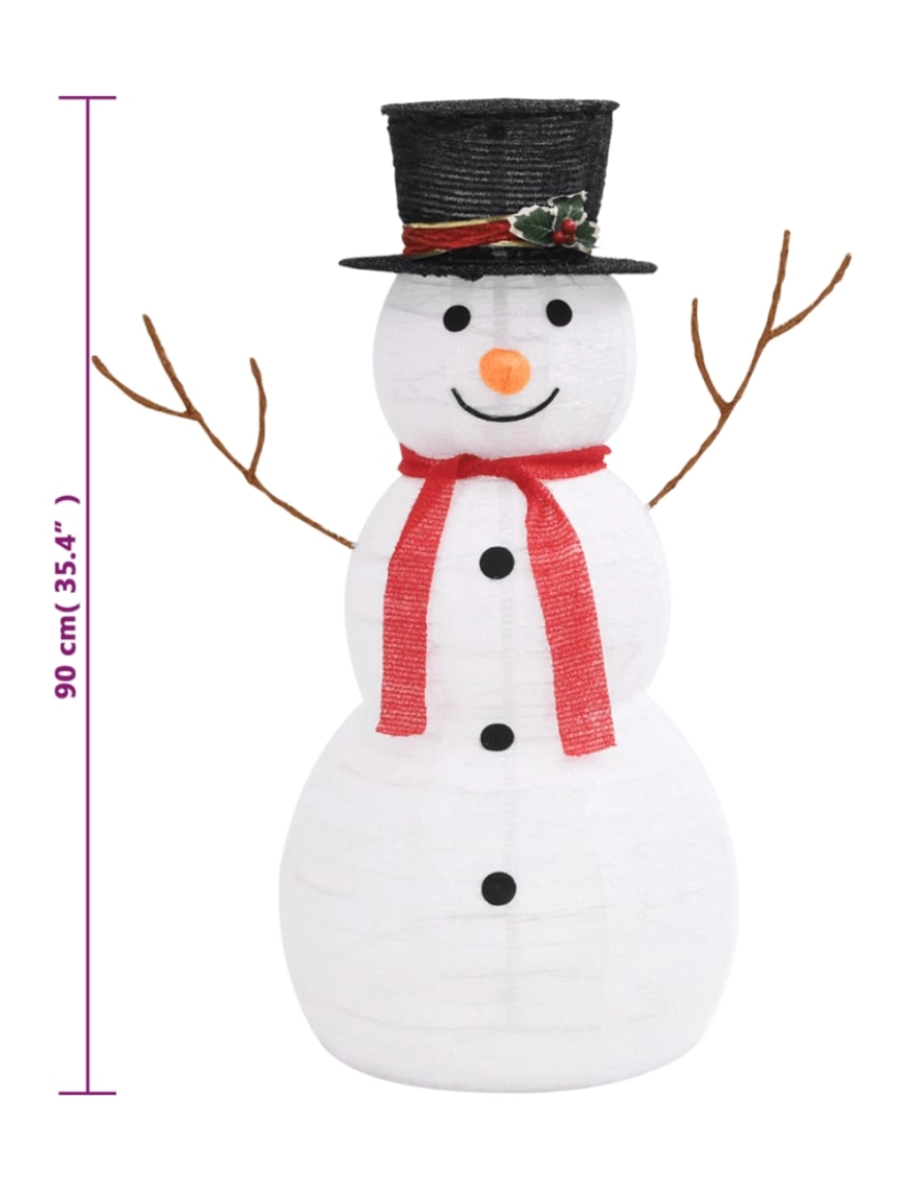 imagem de vidaXL Boneco de neve decorativo com luz LED tecido de luxo 90 cm9