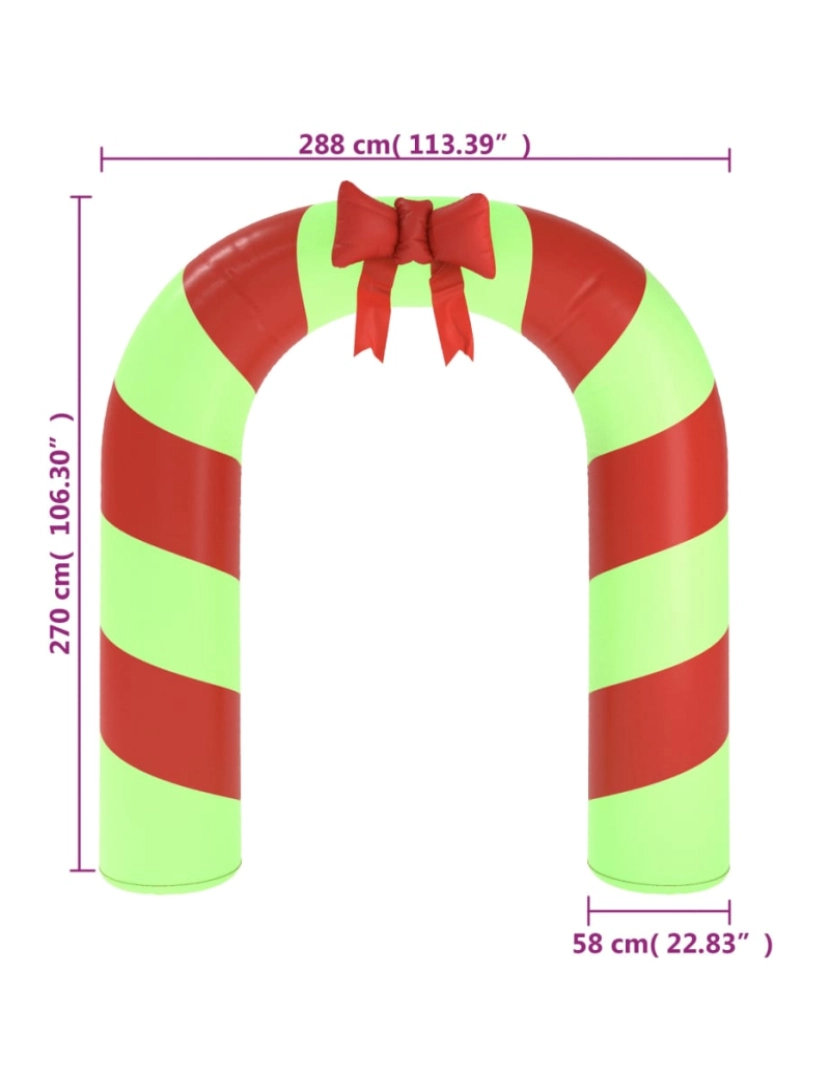 imagem de vidaXL Portão em arco de Natal insuflável com luzes LED 270 cm11
