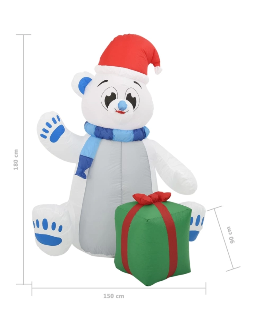 imagem de vidaXL Urso polar insuflável de Natal LED interior/exterior 1,8 m9