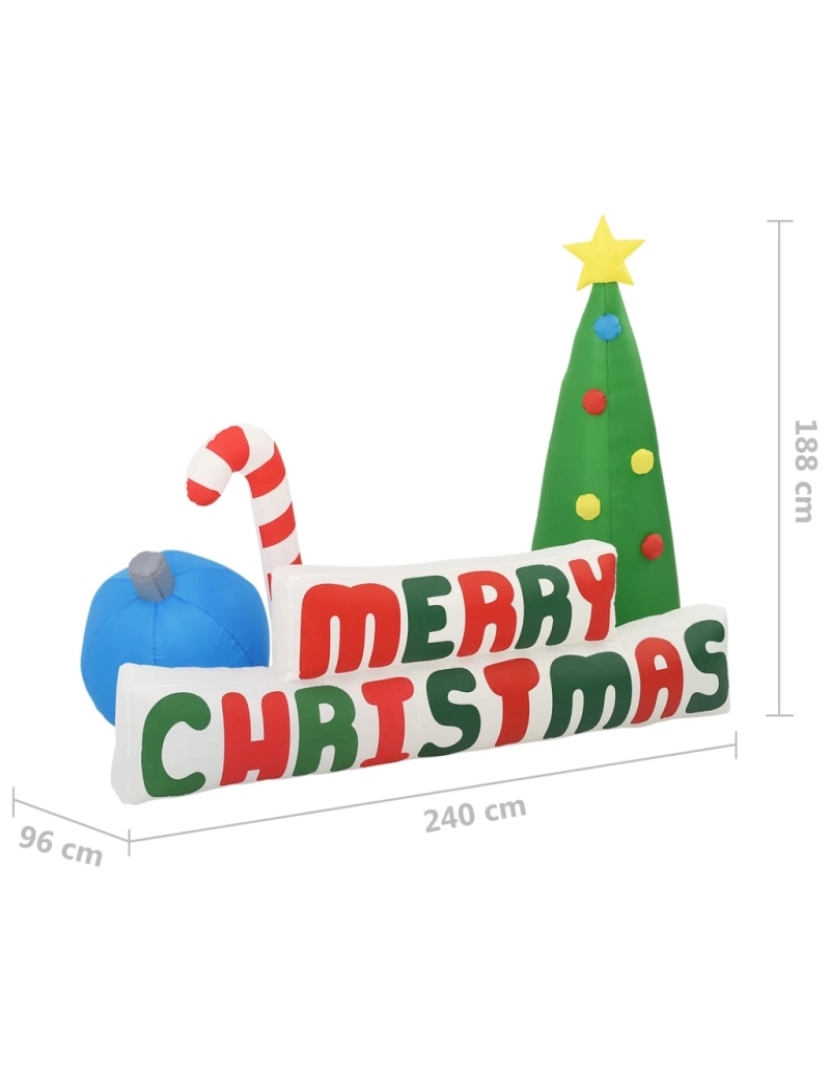 imagem de vidaXL Árvore insuflável Merry Christmas c/ decorações LED 240x188 cm6