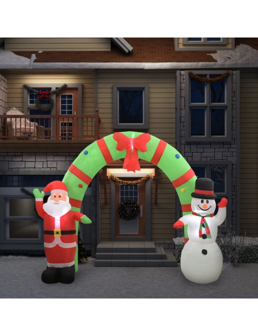 imagem de vidaXL Arco insuflável natalício Pai Natal e boneco de neve LED 223 cm1