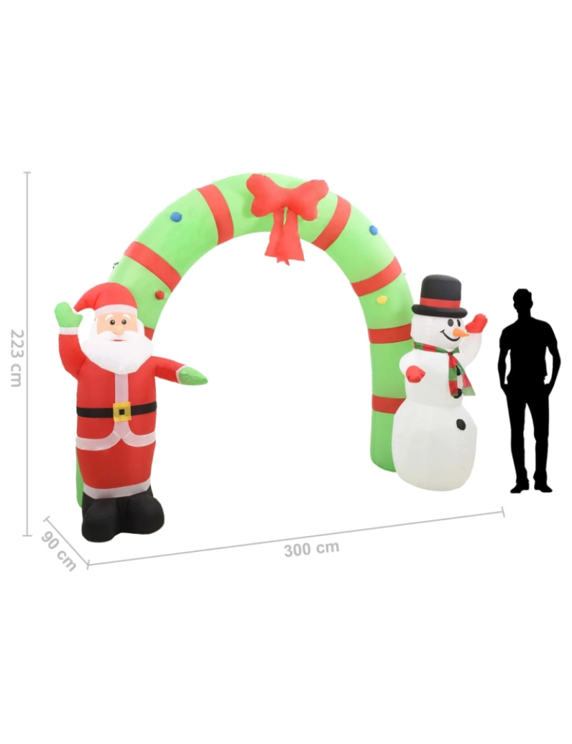 imagem de vidaXL Arco insuflável natalício Pai Natal e boneco de neve LED 223 cm11