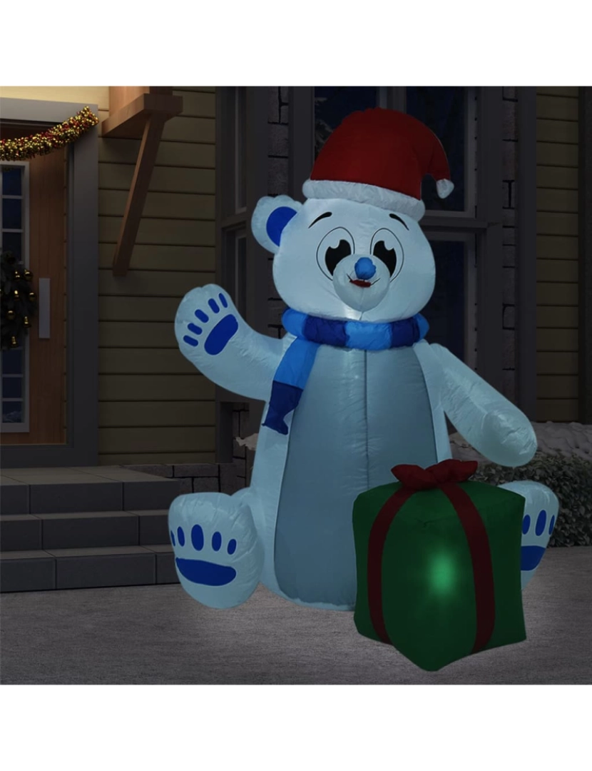 imagem de vidaXL Urso polar insuflável de Natal LED interior/exterior 2,4 m1