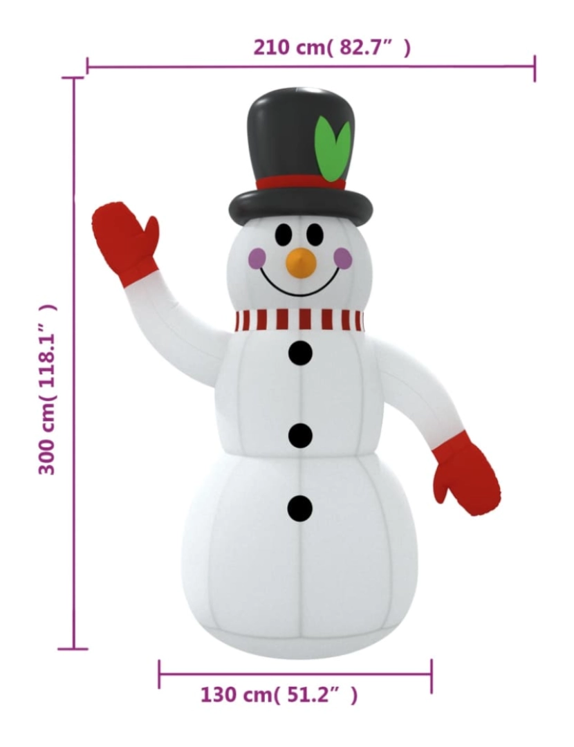 imagem de vidaXL Boneco de neve insuflável com luzes LED 300 cm11