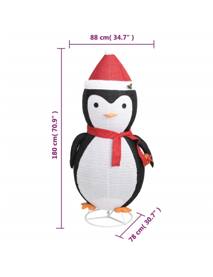 imagem de vidaXL Pinguim de Natal decorativo com luzes LED tecido de luxo 180 cm8