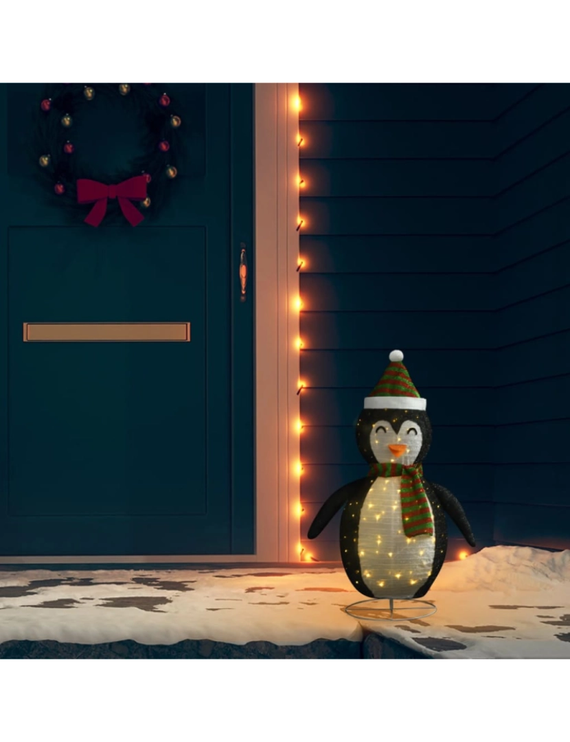 imagem de vidaXL Pinguim de Natal decorativo com luz LED tecido de luxo 60 cm1