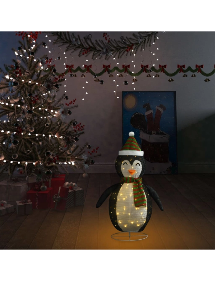 imagem de vidaXL Pinguim de Natal decorativo com luz LED tecido de luxo 60 cm4