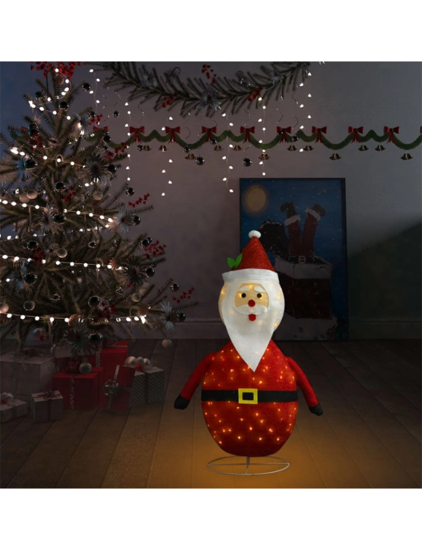 imagem de vidaXL Pai Natal decorativo com luzes LED tecido de luxo 90 cm4