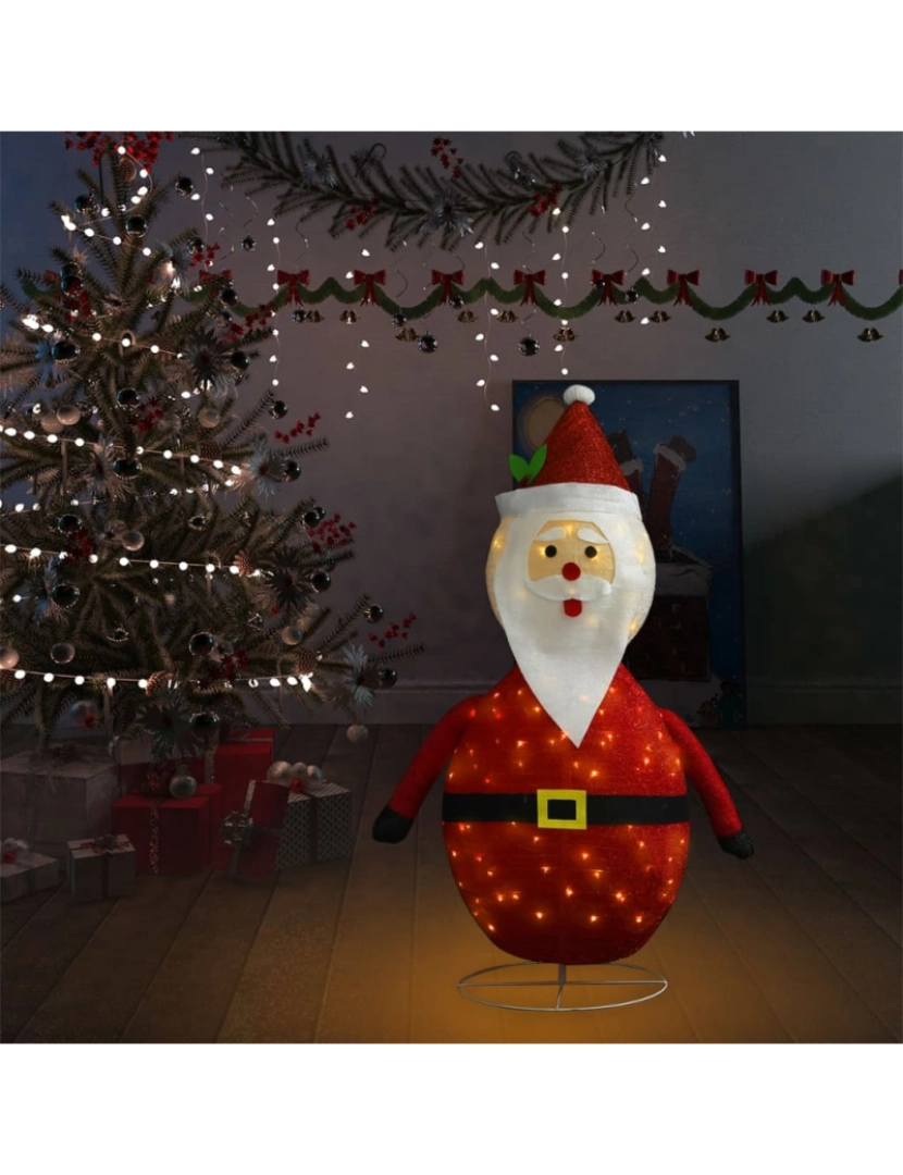 imagem de vidaXL Pai Natal decorativo com luzes LED tecido de luxo 120 cm4