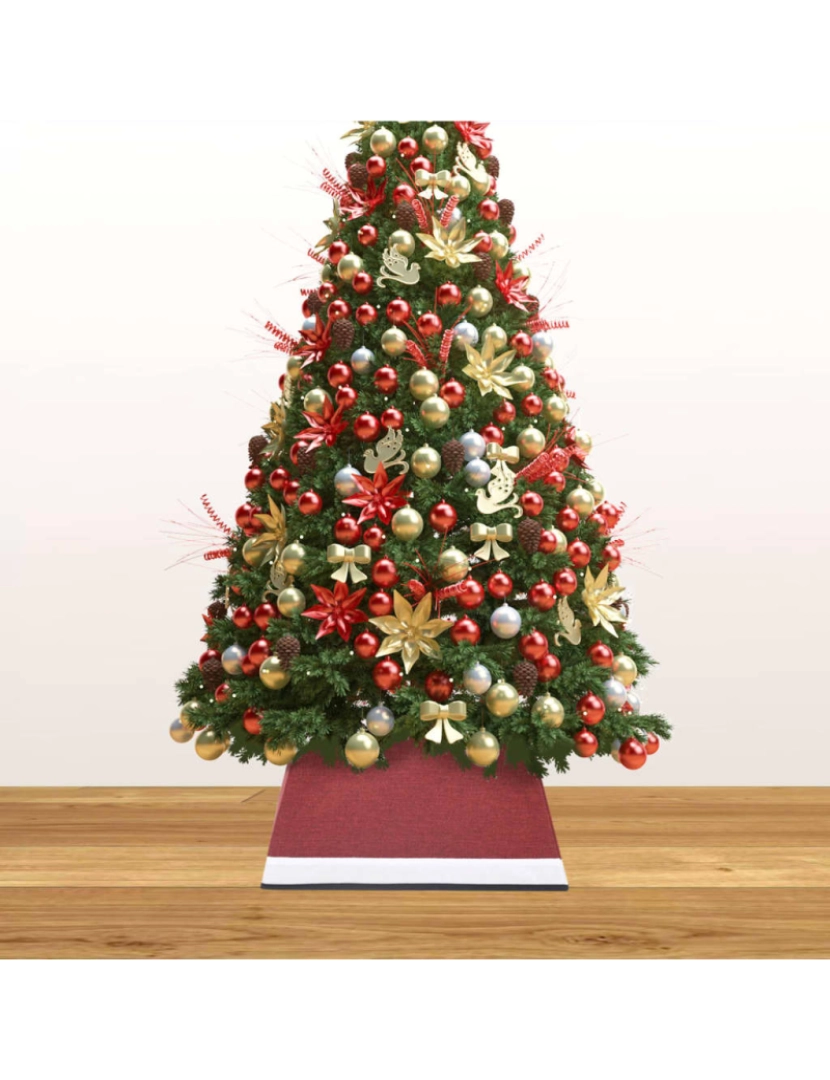 imagem de vidaXL Saia para árvore de Natal 48x48x25 cm vermelho e branco4