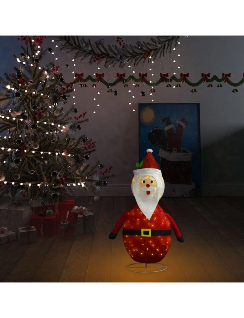 imagem de vidaXL Pai Natal decorativo com luz LED tecido de luxo 60 cm4