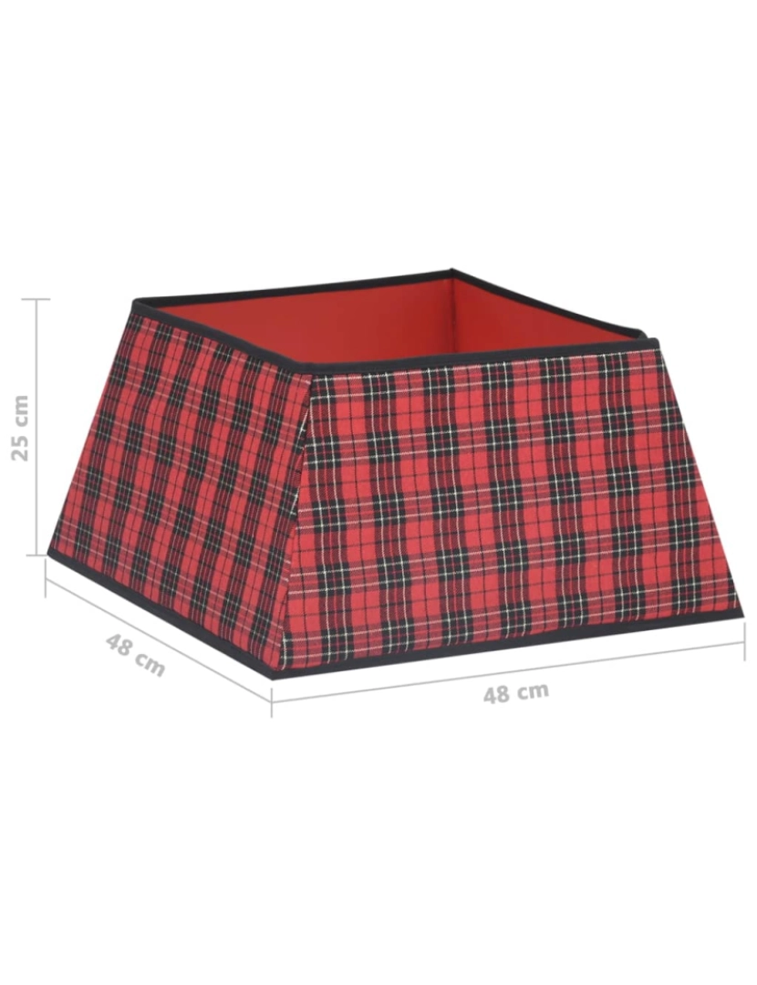 imagem de vidaXL Saia para árvore de Natal 48x48x25 cm vermelho e preto7