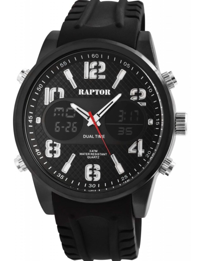 Raptor - Relógio Raptor Homem Cosar Preto com Bracelete em Silicone