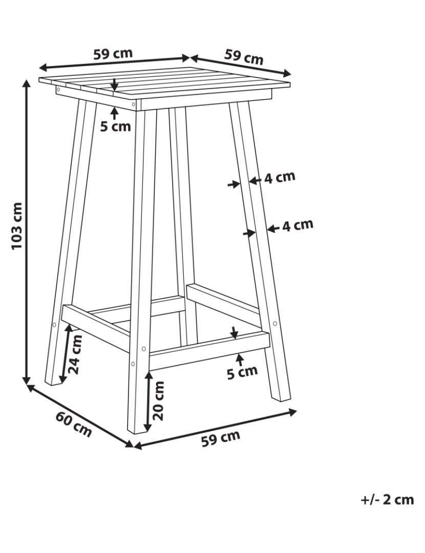 imagem de Mesa de bar para jardim azul em madeira 60 x 60 cm para pátio ou jardim de estilo tradicional industrial2