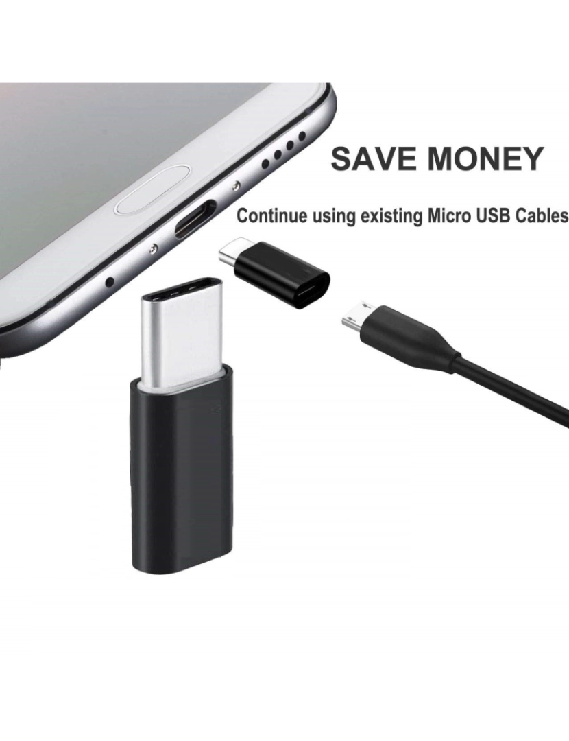 imagem de Adaptador micro USB para USB-C preto Black4