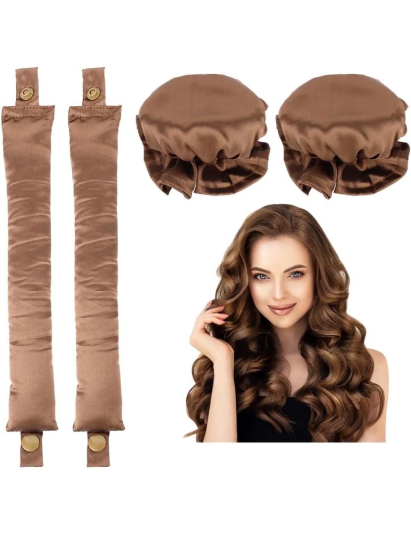 Inf - Conjunto com rolos de cabelo e cordão de cetim - enrole o cabelo durante a noite Brown