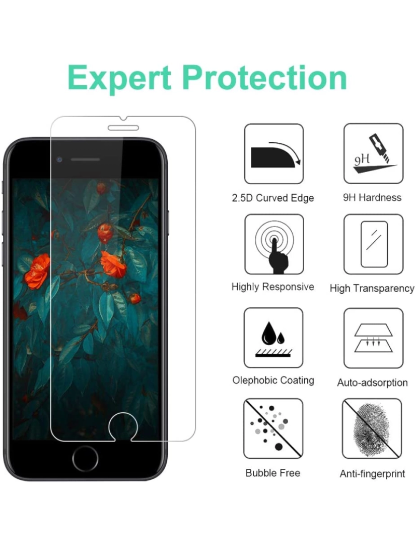 imagem de Protetor de tela iPhone SE (2020 e 2022) Vidro temperado, pacote com 23