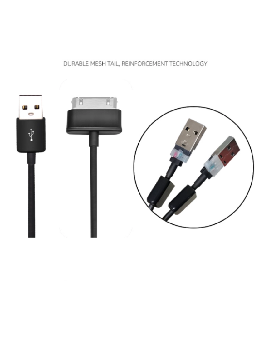 imagem de Cabo USB de 30 pinos / cabo de carregamento para sincronização de dados, compatível com Samsung P1000 / N8000 / N8010 Black 1 m5