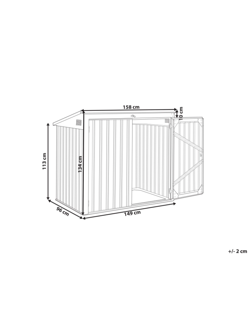 imagem de Abrigo de jardim em metal galvanizado cinzento claro 158 cm armazenamento ferramentas de jardim exterior2