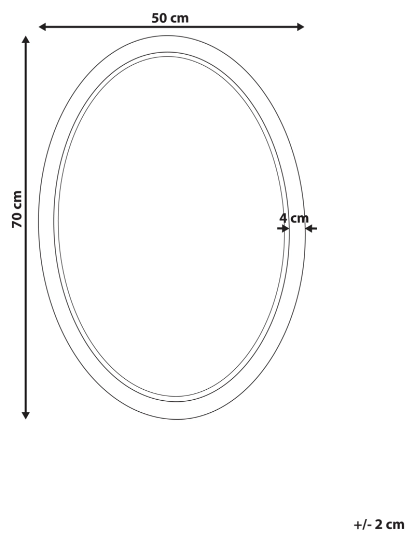 imagem de Espelho de parede oval com moldura em rattan castanho claro 50 x 70 cm para sala ou quarto2