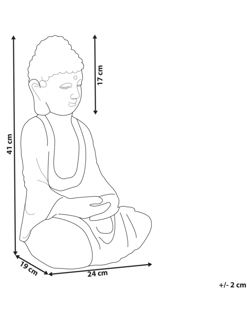 imagem de Figura decorativa com forma de Buda em MgO cinzento 41 cm peça de destaque para interior e exterior2