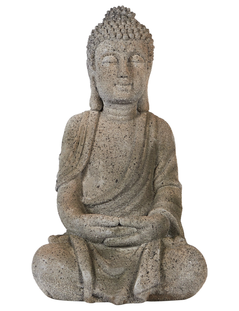 imagem de Figura decorativa com forma de Buda em MgO cinzento 41 cm peça de destaque para interior e exterior4